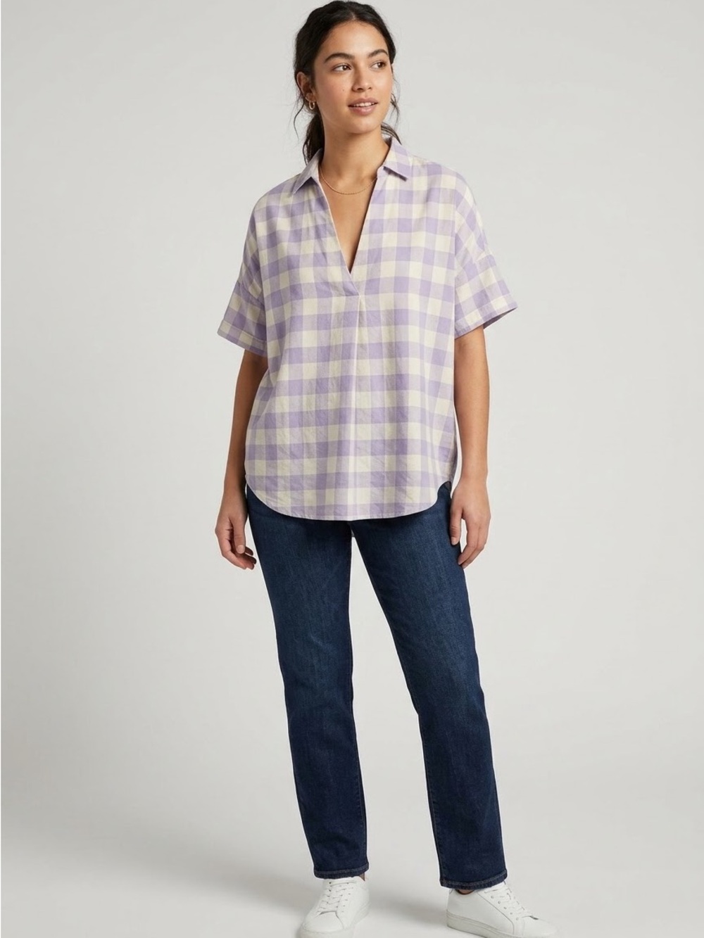 Madewell purple flannel courier-Back top size S‎ lavender gingham